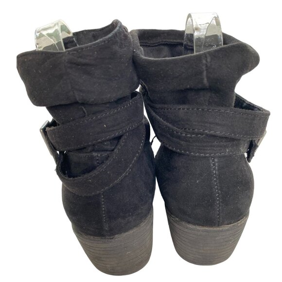American Eagle Womens Slouch Black Faux Suede Bootie with Buckle Size 8 1/2 Boho - Picture 2 of 9